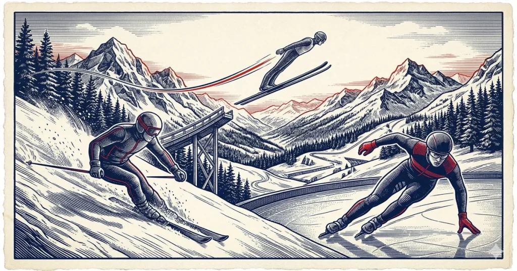 Kış olimpiyatları branşları rehberi: Alp disiplini, kayakla atlama ve sürat pateni Alp dağları önünde