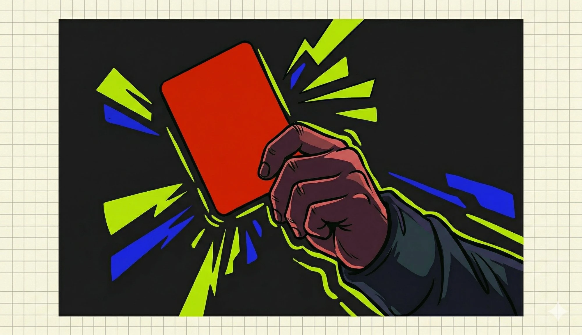 Hakemin elinde kırmızı kart tutan dramatik illüstrasyon